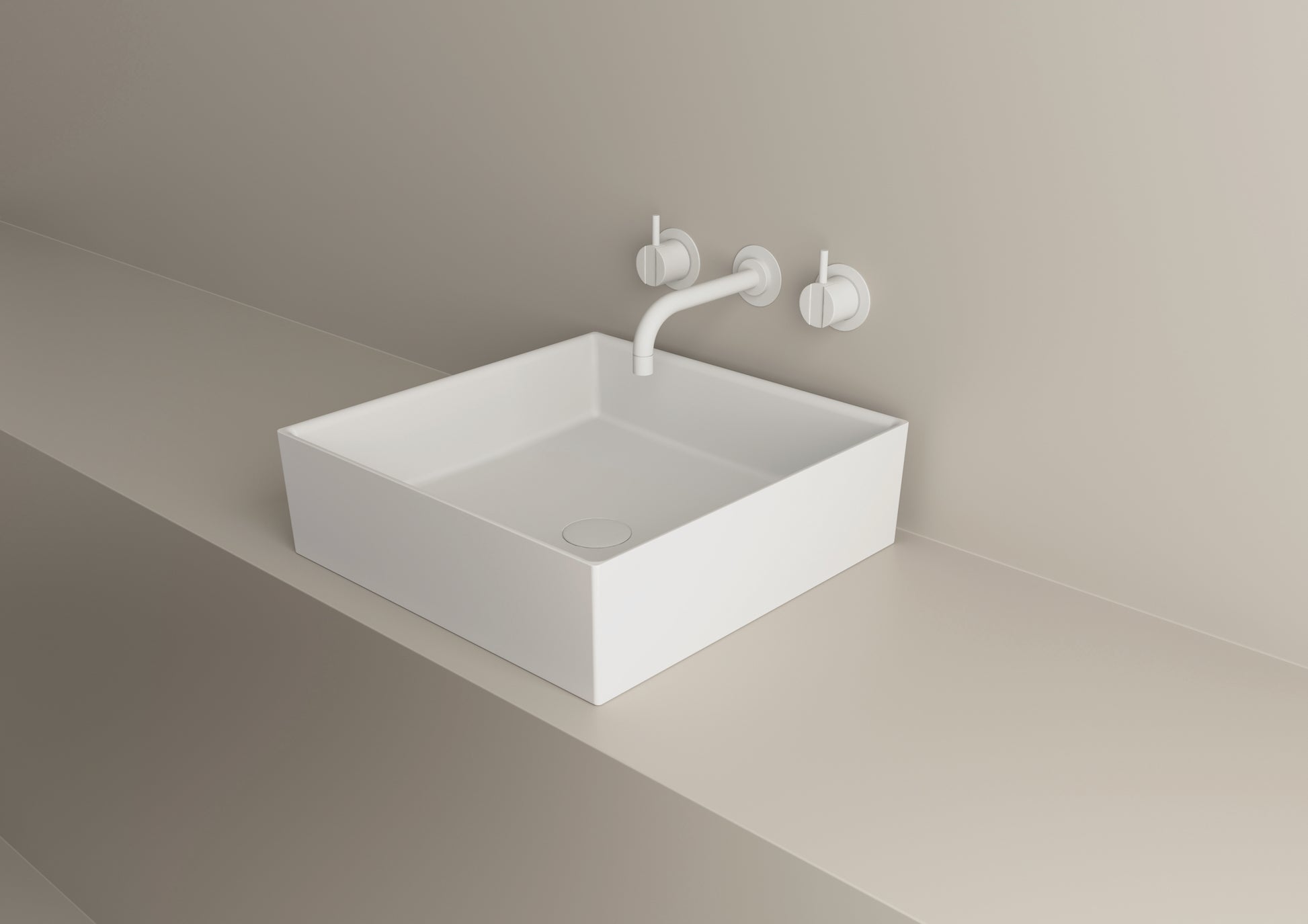 modernes, quadratisches Aufsatzbecken